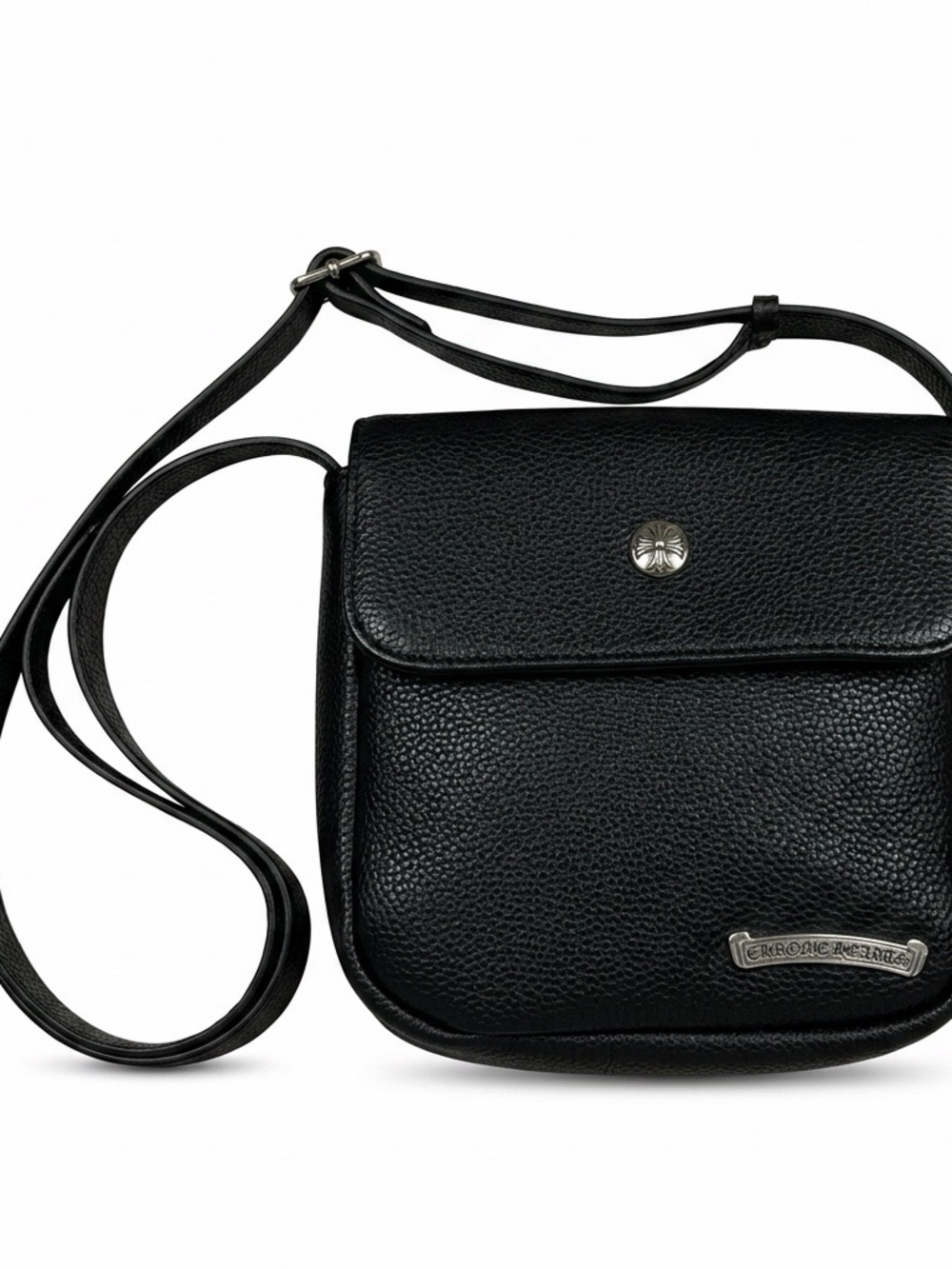 Black Pebbled Leather Crossbody Bag